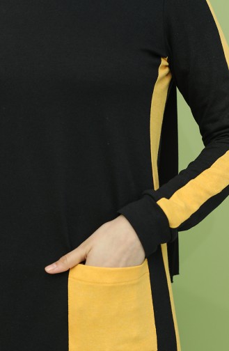 Garnili Cepli Elbise 3262-14 Siyah Sarı