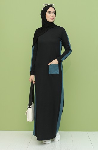 Schwarz Hijab Kleider 3262-15