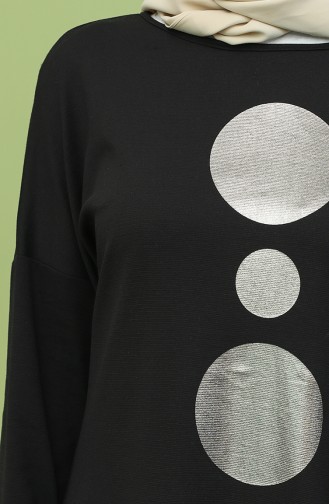 Baskı Desen Tunik 1327-01 Siyah