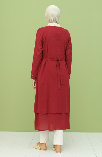 فستان أحمر كلاريت 22209-04