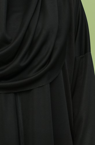 Fermuarlı Tek Parça Pratik Namaz Elbisesi 0950-01 Siyah