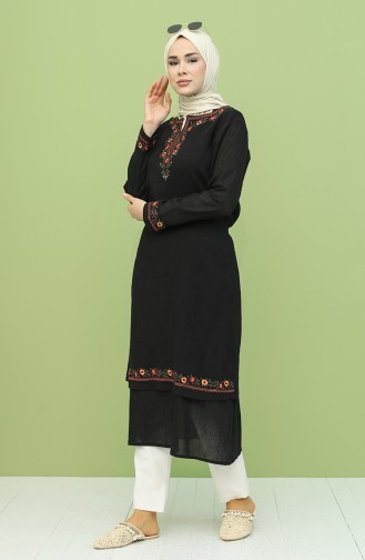 Schwarz Hijab Kleider 22209-07