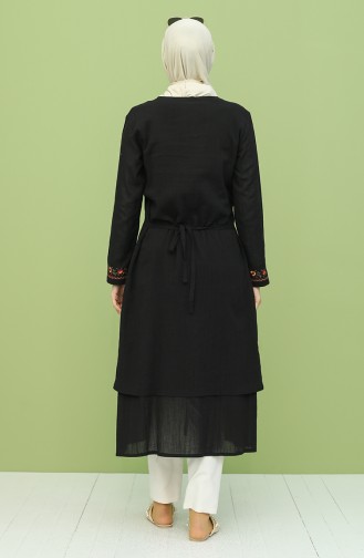 Schwarz Hijab Kleider 22209-07