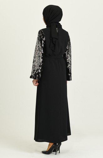 Schwarz Hijab Kleider 2600-01