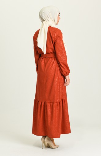 Brick Red Hijab Dress 5366-01