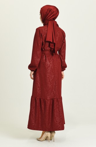 Claret Red Hijab Dress 5366-02