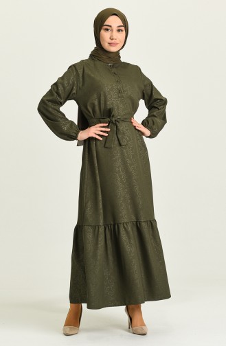 Khaki Hijab Kleider 5366-03