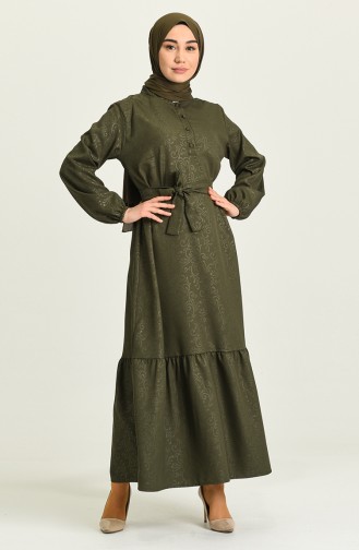 Khaki Hijab Dress 5366-03