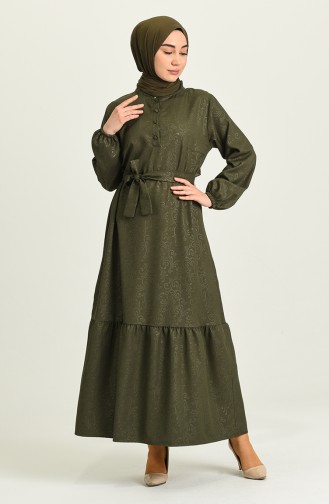 Khaki Hijab Dress 5366-03