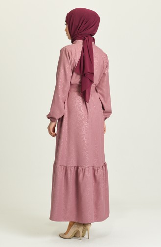 Beige-Rose Hijab Kleider 5366-05