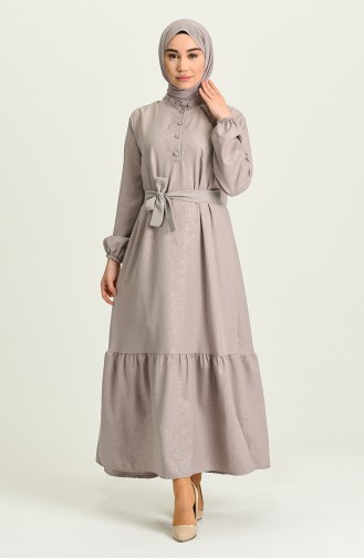 Grau Hijab Kleider 5366-07