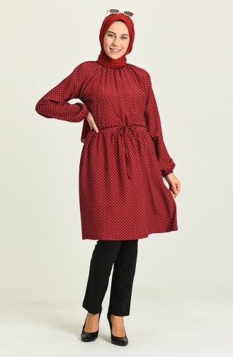 Beli Büzgülü Tunik 5367-02 Bordo