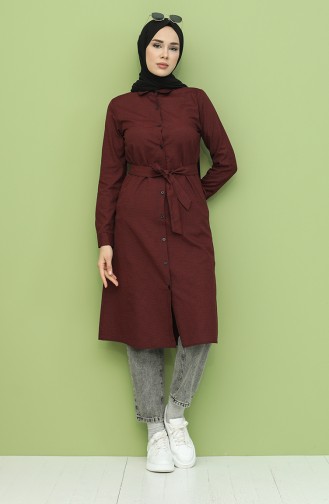 Kuşaklı Tunik 6515-01 Bordo