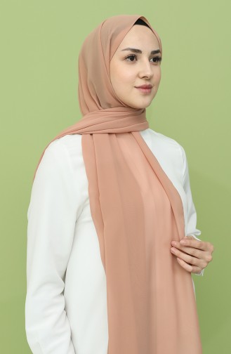 شال شيفون طويل 50025-133 لون وردي مائل للبرتقالي داكن 50025-133
