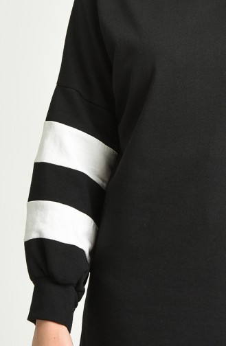 Şeritli Spor Tunik 1006-02 Siyah