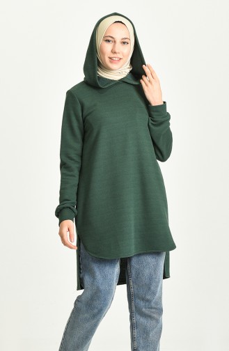 Kapüşonlu Tunik 1556-07 Yeşil