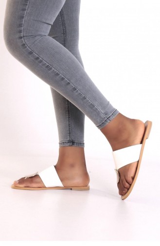 White Summer slippers 00608.BEYAZ