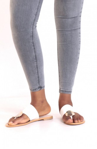 White Summer slippers 00608.BEYAZ