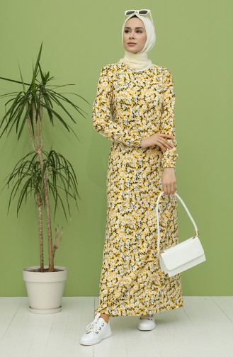 Robe a Motifs 7777-04 Moutarde 7777-04