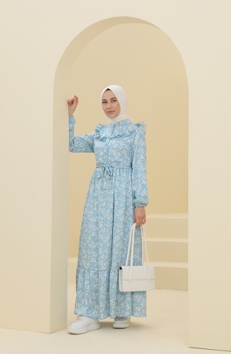 Robe Hijab Bleu 21Y8352-01
