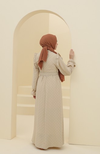 Beige Hijab Kleider 21Y8372-01