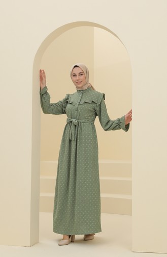Unreife Mandelgrün Hijab Kleider 21Y8372-03