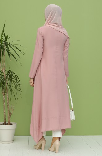 Kolyeli Asimetrik Tunik 5008-02 Pembe