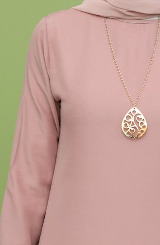 Kolyeli Asimetrik Tunik 5008-02 Pembe