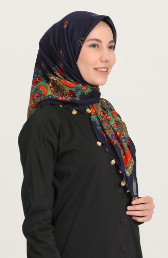 Altın Paralı Desenli Yazma Y7A-01 Lacivert