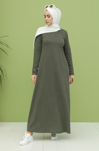 Khaki Hijab Dress 3279-03