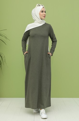 Khaki Hijab Dress 3279-03