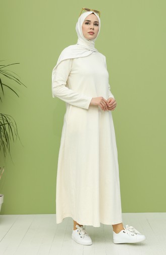 Ecru Hijab Dress 3279-09