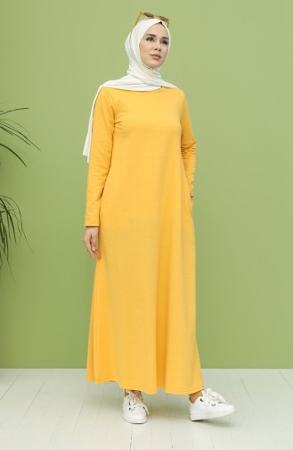 Gelb Hijab Kleider 3279-11