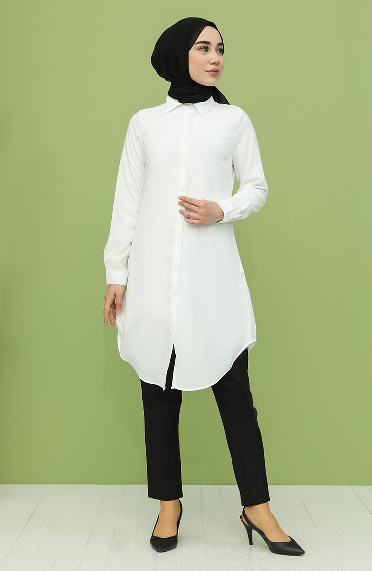Krep Tunik 6511-13 Beyaz