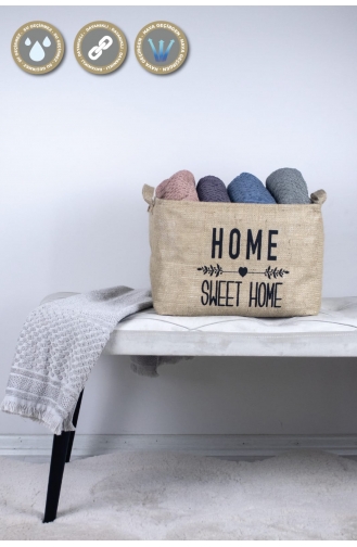 Rope Home Jüt Kumaş Home Sweet Home Baskılı 5´li Aile Seti 17-01 Bej