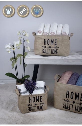 Rope Home Jüt Kumaş Home Sweet Home Baskılı 5´li Aile Seti 17-01 Bej