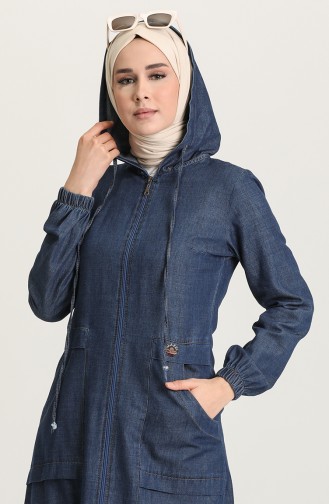 Kapüşonlu Kot Ferace 9297-01 Lacivert