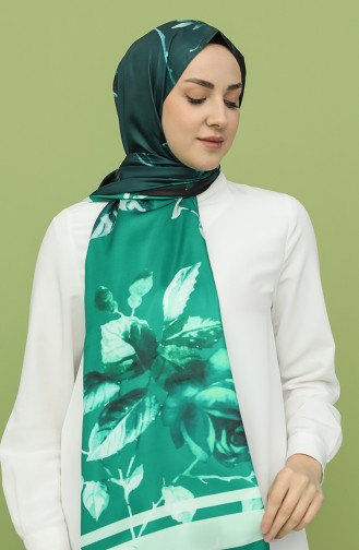 Desenli Twill Şal 3027TD-22 Zümrüt Yeşili Petrol
