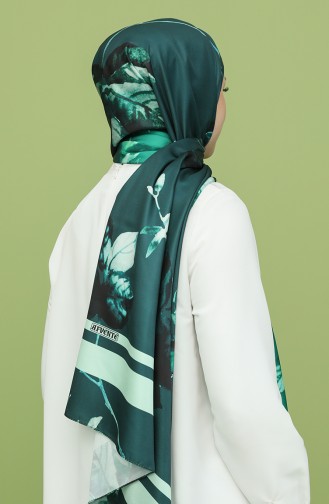 Desenli Twill Şal 3027TD-22 Zümrüt Yeşili Petrol
