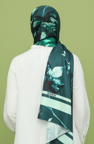 Desenli Twill Şal 3027TD-22 Zümrüt Yeşili Petrol