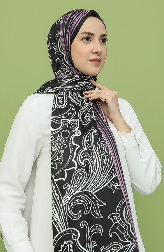 Desenli Twill Şal 3027TD-34 Siyah Beyaz