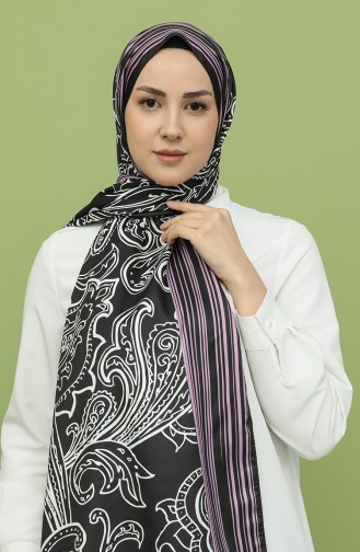 Desenli Twill Şal 3027TD-34 Siyah Beyaz