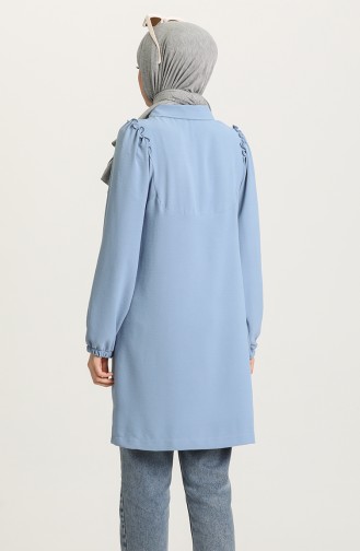 Aerobin Kumaş Fermuarlı Tunik 2433-03 Mavi