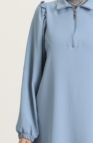 Aerobin Kumaş Fermuarlı Tunik 2433-03 Mavi