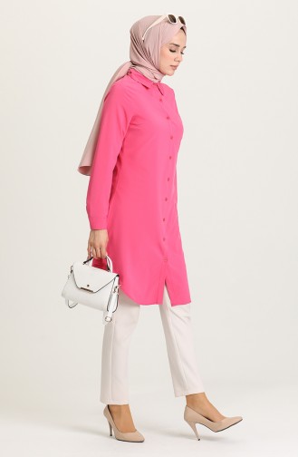 Likrali Krep Tunik 6512-06 Fuşya
