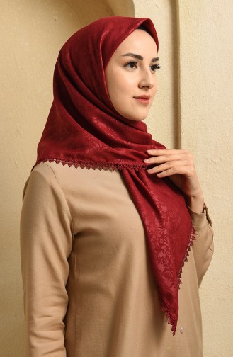 Güpürlü Eşarp İncili Tesbih Set 3024-07 Bordo