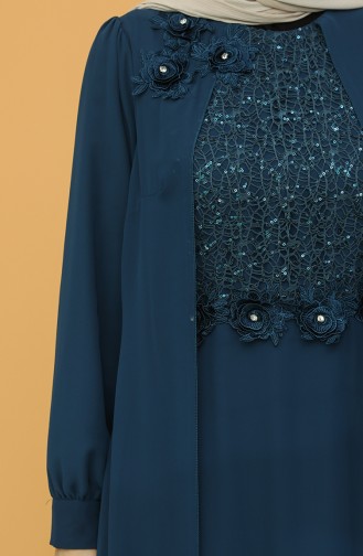 Petroleum Hijab-Abendkleider 52788-04