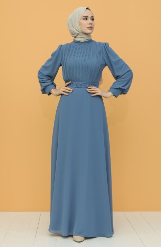 Indigo Hijab Evening Dress 4859-01