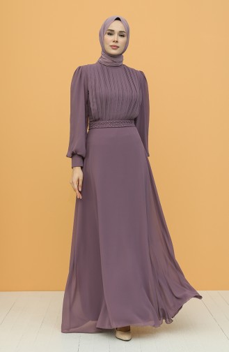 Dark Violet Hijab Evening Dress 4859-02