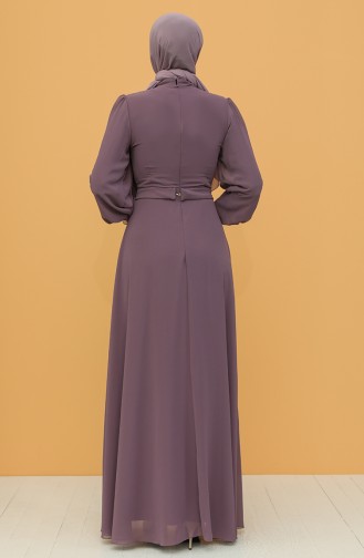 Dark Violet Hijab Evening Dress 4859-02